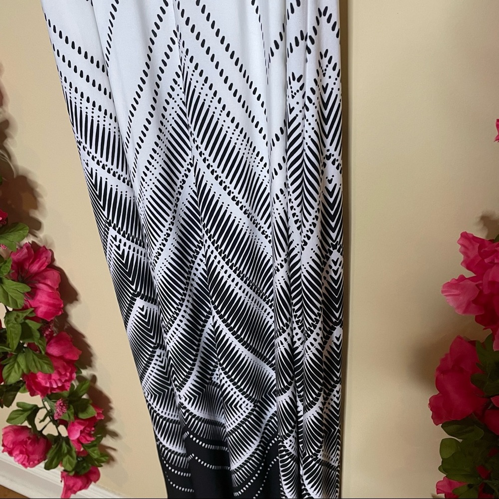 Chico’s Graphic Diamond Greta Maxi Dress Black & White Size L/12 - Picture 3 of 16